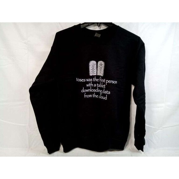 Moses Tablet Sweatshirt – Funny Graphic, Gildan Heavy Blend Size S, Pullover - Picture 7 of 13